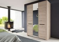Selby Light Oak Effect 3 Door Large 140cm Wardrobe With Mirror SZDJ06