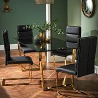Senlis Black Faux Leather With Polished Gold Dining Chair (Pair) 19LD497