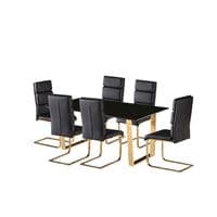 Senlis Black Gloss With Polished Gold Dining Table 19LD492