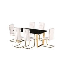 Senlis Black Gloss With Polished Gold Dining Table 19LD492