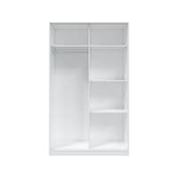 Shilton Artic White and White Oak Effect Small Narrow Sliding 2 Door Wardrobe 120cm - TOP121A