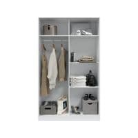 Shilton Artic White and White Oak Effect Small Narrow Sliding 2 Door Wardrobe 120cm - TOP121A
