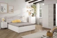 Shilton Artic White and White Oak Effect Small Narrow Sliding 2 Door Wardrobe 120cm - TOP121A