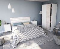 Shilton Artic White and White Oak Effect Small Narrow Sliding 2 Door Wardrobe 120cm - TOP121A