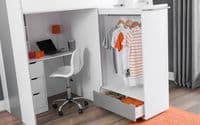 Simancas Matt White Finish With Silver-Grey Children's Highsleeper Bed 18JB388