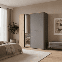 Sinop Slatted Artisan Oak Effect And Graphite Grey 4 Door 179cm  Wardrobe 11015065 S/O