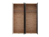 Sinop Slatted Artisan Oak Effect And Graphite Grey 4 Door 179cm  Wardrobe 11015065 S/O
