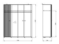 Sinop Slatted Artisan Oak Effect And Graphite Grey 4 Door 179cm  Wardrobe 11015065 S/O