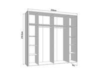 Sinop Slatted Artisan Oak Effect And Graphite Grey 4 Door Combination Hybrid Wardrobe 11015208 S/O