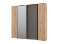 Sinop Slatted Artisan Oak Effect And Graphite Grey 4 Door Combination Hybrid Wardrobe 11015208 S/O
