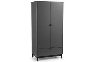 Solingen Dark Grey 2 Door 1 Drawer Wardrobe 24JB259