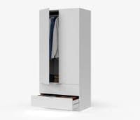 Spiro Artic White Compact Narrow 2 Door 2 Drawer Space-Saving Wardrobe 81cm  - LCX222O