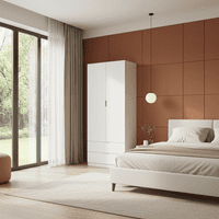Spiro Artic White Compact Narrow 2 Door 2 Drawer Space-Saving Wardrobe 81cm  - LCX222O