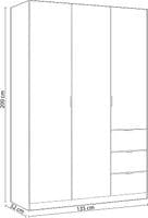 White Space-Saving  3 Door 3 Drawer Wardrobe - Online Outlet