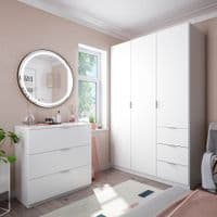 White Space-Saving  3 Door 3 Drawer Wardrobe - Online Outlet