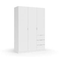 White Space-Saving  3 Door 3 Drawer Wardrobe - Online Outlet