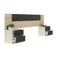Spiro Oak and Oxide Brown Modern Headboard with Bedsides - 0X6075F