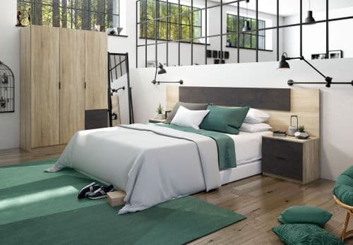 Spiro Oak and Oxide Brown Modern Headboard with Bedsides - 0X6075F