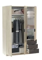 Spiro Oak and Oxide Brown Small Narrow 3 Door 3 Drawer Space-Saving Wardrobe 121cm - LC0323F