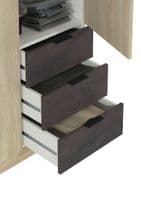 Spiro Oak and Oxide Brown Small Narrow 3 Door 3 Drawer Space-Saving Wardrobe 121cm - LC0323F