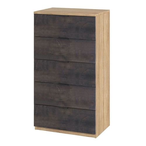 Spiro Oak and Oxide Modern 5 Drawer Chest - 0X7845F - S/O
