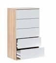 Spiro Oak and White  Modern 5 Drawer Chest - 017845F - S/O