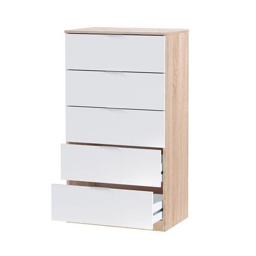 Spiro Oak and White Modern 5 Drawer Chest - 017845F - S/O