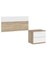 Spiro Oak and White Modern Headboard with  Bedside - 017434F - S/O