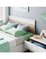 Spiro Oak and White Modern Headboard with  Bedside - 017434F - S/O