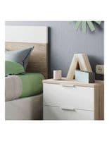 Spiro Oak and White Modern Headboard with  Bedside - 017434F - S/O
