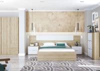 Spiro Oak and White Modern Headboard with Bedsides - 016075F