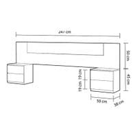 Spiro Oak and White Modern Headboard with Bedsides - 016075F