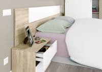 Spiro Oak and White Modern Headboard with Bedsides - 016075F