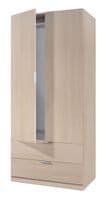 Spiro Oak Effect Compact Narrow 2 Door 2 Drawer Space-Saving Wardrobe 81cm  - 00X222R
