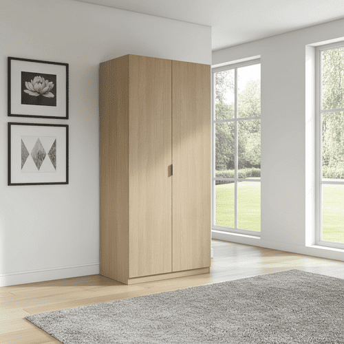Spiro Oak Effect Compact Narrow 2 Door Space-Saving Wardrobe 81cm - LCX022R- S/O