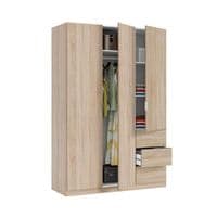 Spiro Oak Effect Narrow 3 Door 3 Drawer Space-Saving Wardrobe 135cm  - LCX353F