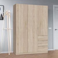 Spiro Oak Effect Narrow 3 Door 3 Drawer Space-Saving Wardrobe 135cm  - LCX353F