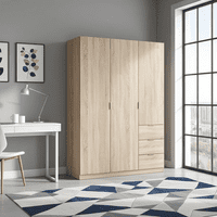 Spiro Oak Effect Narrow 3 Door 3 Drawer Space-Saving Wardrobe 135cm  - LCX353F