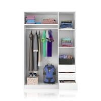 Spiro Small Artic White Narrow 3 Door 3 Drawer Space-Saving Wardrobe 121cm Wide - LCX323O