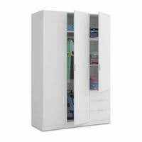 Spiro Small Artic White Narrow 3 Door 3 Drawer Space-Saving Wardrobe 121cm Wide - LCX323O