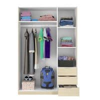 Spiro Small Oak Effect Narrow 3 Door 3 Drawer Space-Saving Wardrobe 121cm - LCX323R