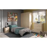 Spiro Small Oak Effect Narrow 3 Door 3 Drawer Space-Saving Wardrobe 121cm - LCX323R