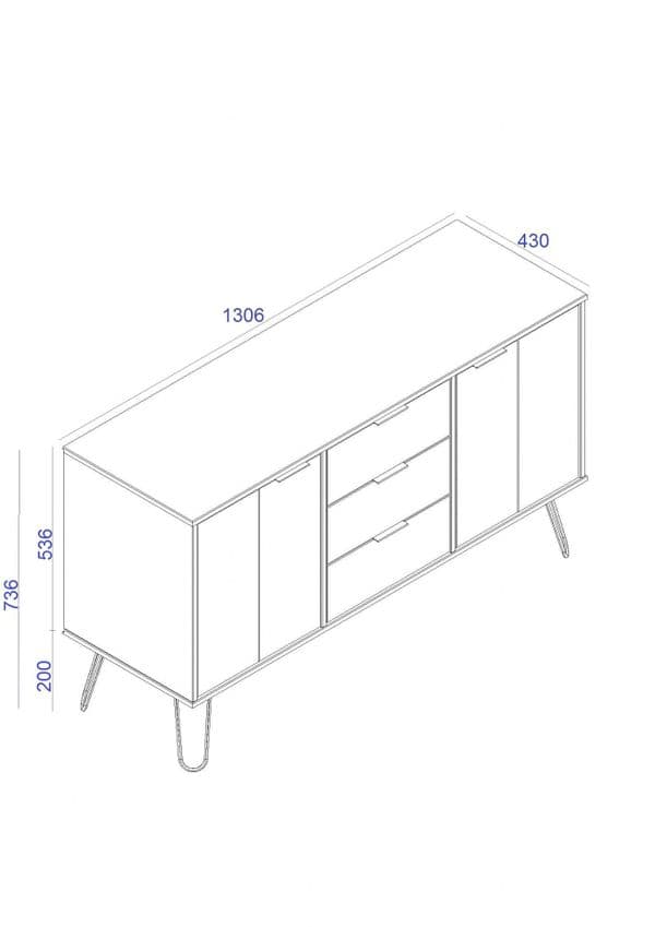 Staggy Grey Medium Sideboard with 2 Door, 3 Drawers AGG916 CP