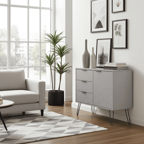 Staggy Grey Small Sideboard with 1 Doors, 3 Drawers AGG915 CP