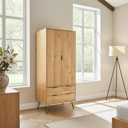 Staggy Pine 2 Door, 2 Drawer Wardrobe AG582 CP