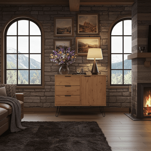 Staggy Pine Small Sideboard with 1 Door, 3 Drawers AG915 CP