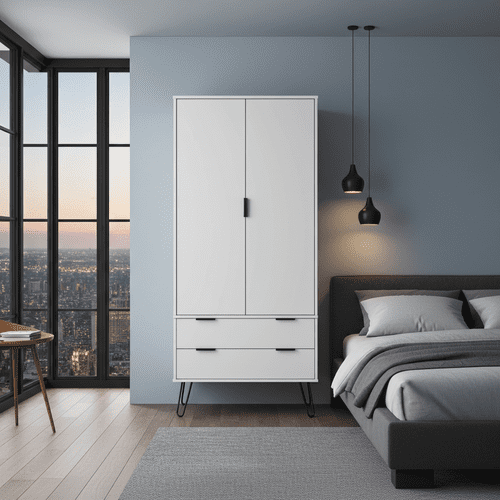 Staggy White 2 Door, 2 Drawer Wardrobe AGW582 CP