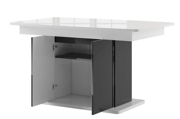 Star High Gloss White & High Gloss Black Extending Dining Table SZST03