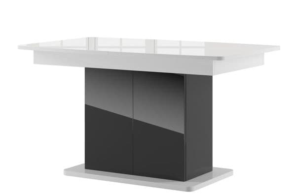Star High Gloss White & High Gloss Black Extending Dining Table SZST03