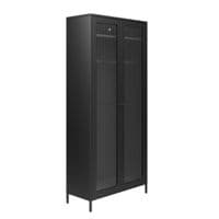 Stornn Matte Black Steel Industrial 2 Door Wardrobe 25LD